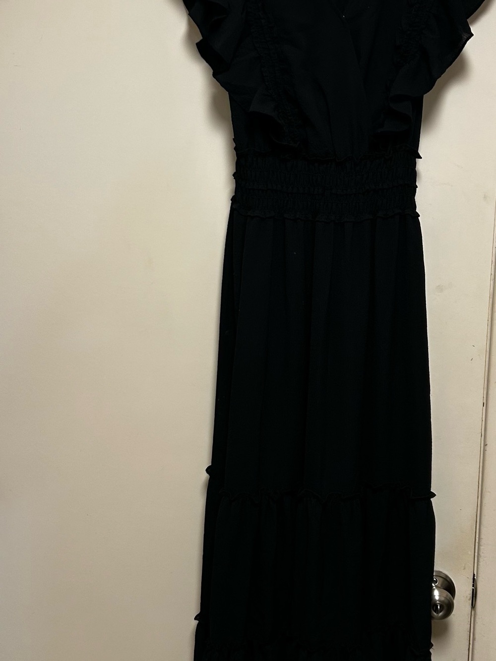 Max Studio Black Ruffle Maxi Dress